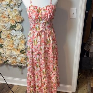 Grace Karin corset Pink Floral Maxi Dress